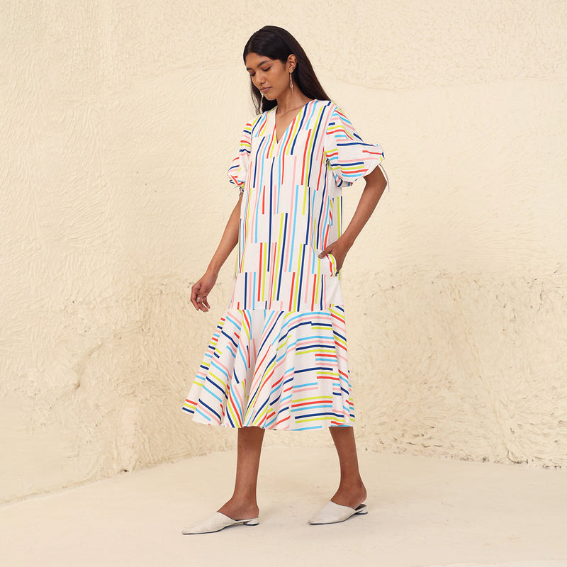 Cotton Poplin A-Line Dress for Women | Printed | Multicolour
