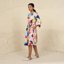 Cotton Poplin A-Line Dress for Women | V Neck | Multicolour