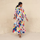 Cotton Poplin A-Line Dress for Women | Printed | V-Neck | Multicolour