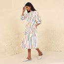 Cotton Poplin Tiered Dress for Women | Printed | Multicolour