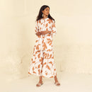 Tencel Twill Co-Ord Set for Women | Printed | White & Beige