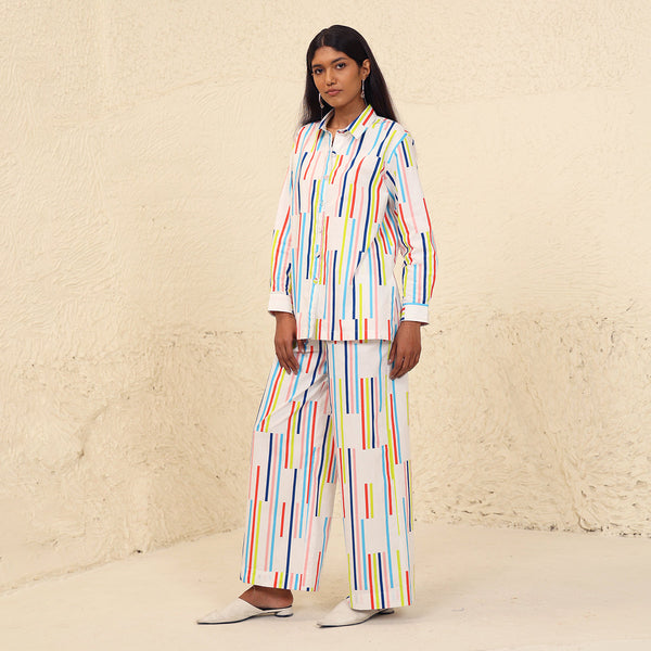 Cotton Poplin Printed Co-Ord Set for Women | Shirt & Pants | Multicolour