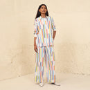 Cotton Poplin Printed Co-Ord Set for Women | Shirt & Pants | Multicolour