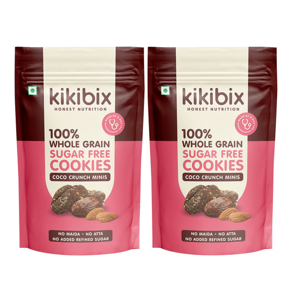 Coco Crunch Mini Cookies | 100 % Whole Grain & Sugar Free | Pack of 2 | 80 g Each
