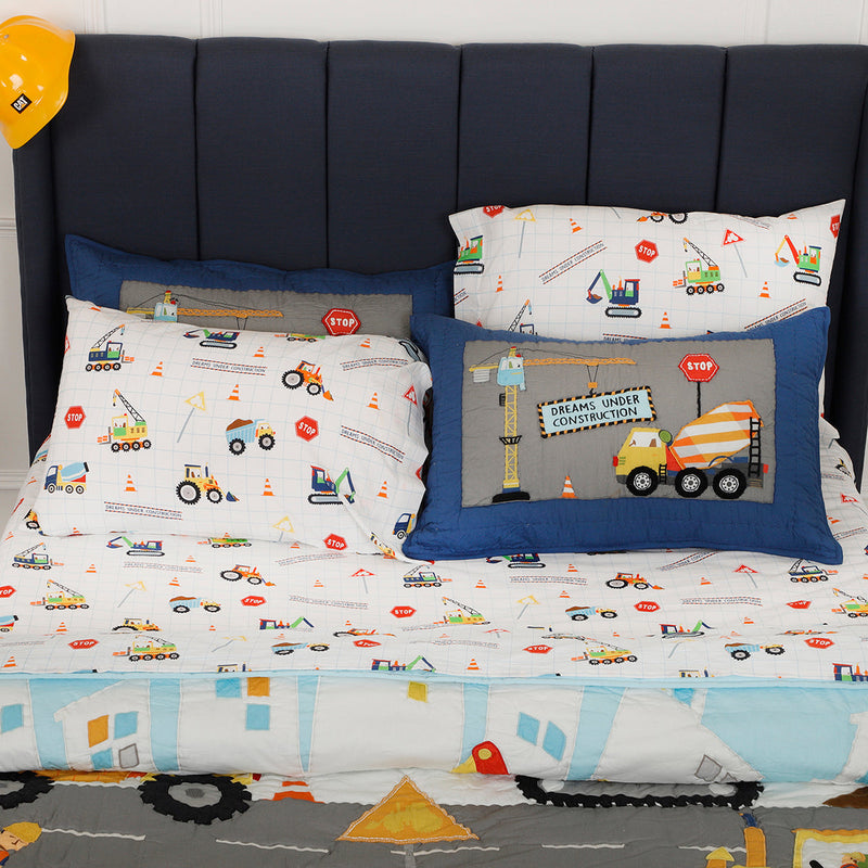 Organic Cotton Kids Bedsheet | Vehicle Print | White