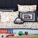 Organic Cotton Bedsheet for Kids | Transport Print | White