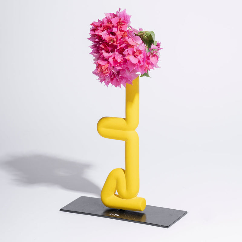 Ceramic Vase with Dried Flower Stick | Sirsasana Shape | Yellow