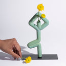 Ceramic Vase with Dried Flower Stick | Vrikshasana Shape | Green