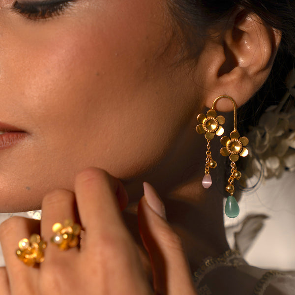 Dangler Earrings for Women | Recycled Material | 22KT Gold Plated