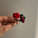 Cotton Yarn Hair Pins | Red & Maroon | Set of 6.