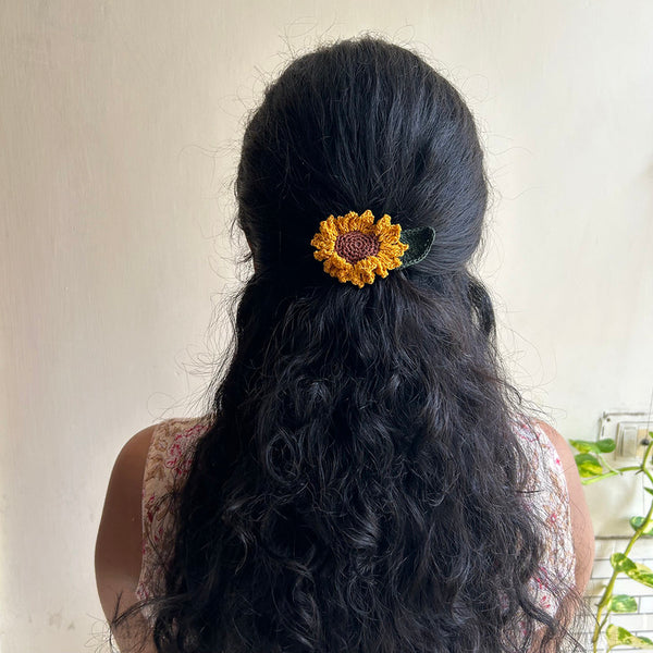 Cotton Hair Clip | Mustard Sunflower