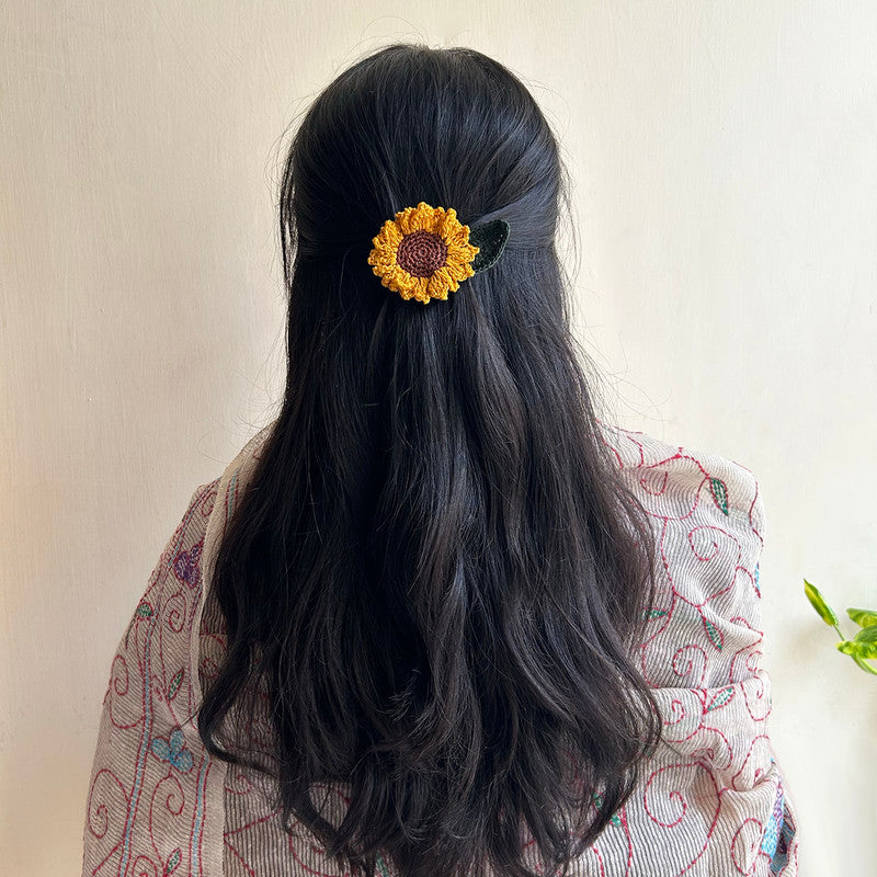 Cotton Hair Clip | Mustard Sunflower