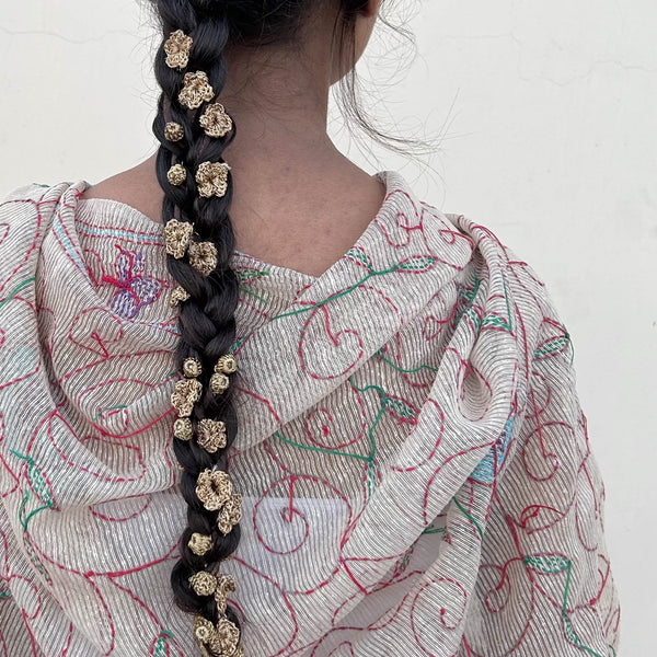 Cotton Yarn Parandi | Flowers | Golden