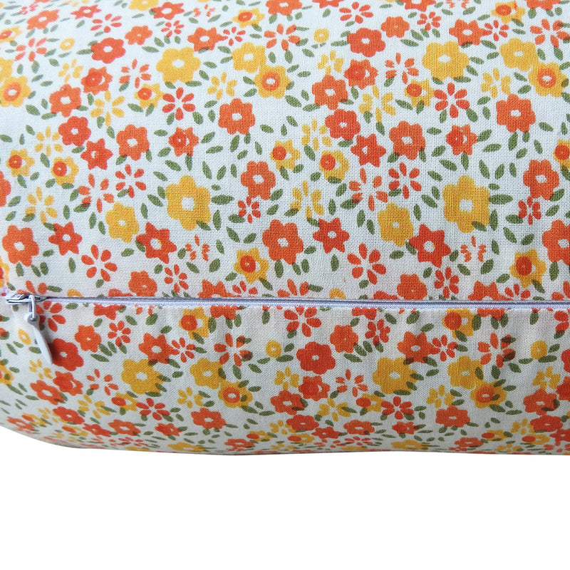 Cotton Yoga Bolster | Buckwheat Hull | Red & Orange | 50 cm