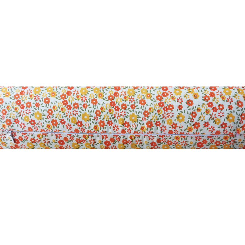 Cotton Yoga Bolster | Buckwheat Hull | Red & Orange | 50 cm