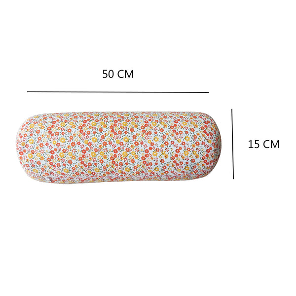 Cotton Yoga Bolster | Buckwheat Hull | Red & Orange | 50 cm