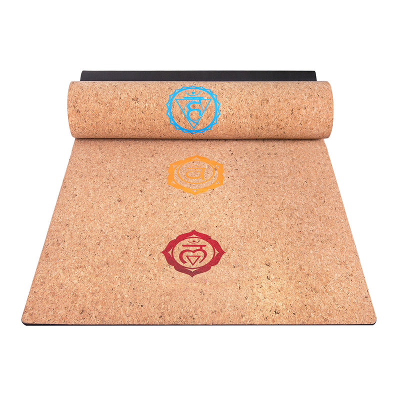 Cork Yoga Mat | Chakra Design | Multicolour | 183 cm