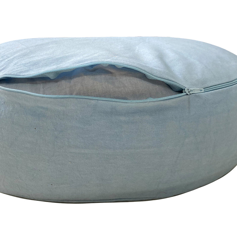 Cotton Zafu Meditation Cushion | Lotus Print | Light Blue | 42 cm