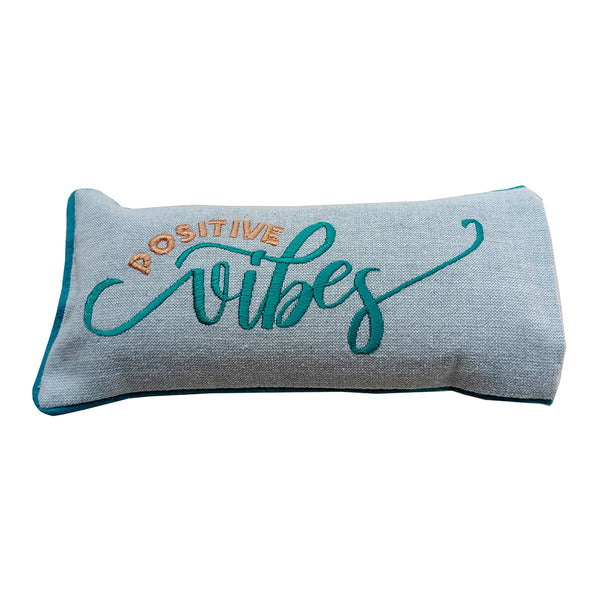 Meditation Eye Pillow | Positive Vibes Embroidered | Grey | 23 cm