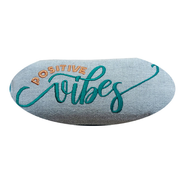 Meditation Eye Pillow | Positive Vibes Embroidered | Grey | 23 cm