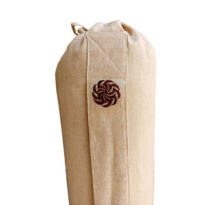 Cotton Yoga Mat Bag | Balance Embroidered | Beige | 74 cm