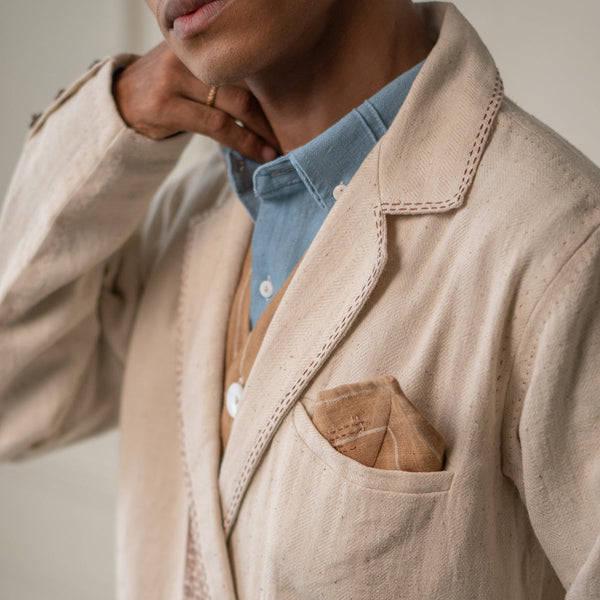 Unisex Cotton Jacket |Double-Breasted | White