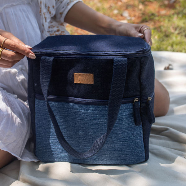 Upcycled Denim Lunch Bag | Blue | Large