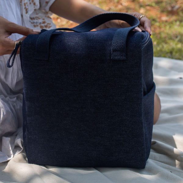 Upcycled Denim Lunch Bag | Blue | Large