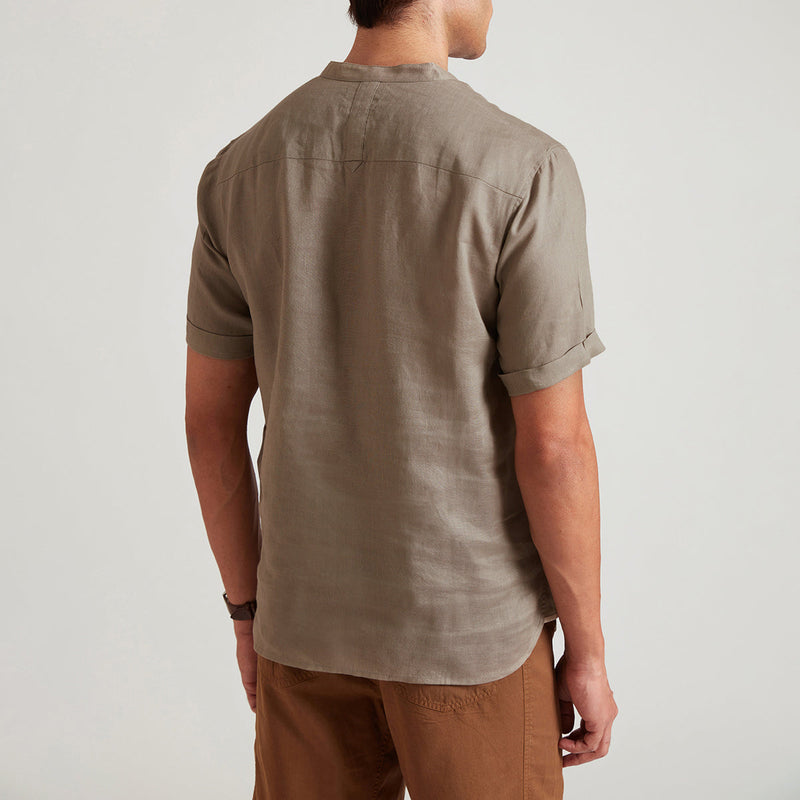 Organic Linen Shirt for Men | Half Sleeves | Brown