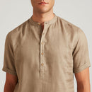 Organic Linen Shirt for Men | Half Sleeves | Brown