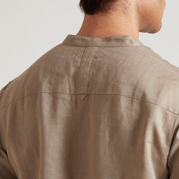 Organic Linen Shirt for Men | Half Sleeves | Brown