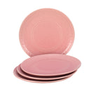 Ceramic Dinner Plate | Stoneware | Emboss Design | Large | Light Pink | Set of 4