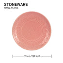 Stoneware Ceramic Plate | Emboss Design | Small | Light Pink | Set of 4