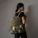 Upcycled Silk Backpack | Godhadi Patchwork | Stone Grey