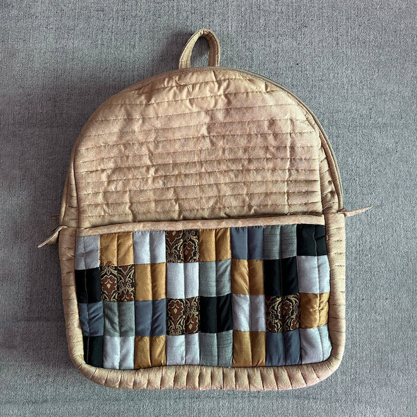Upcycled Silk Backpack | Godhadi Patchwork | Ivory