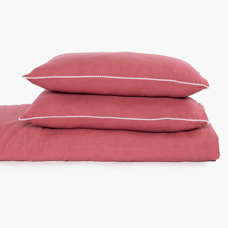 Pure Linen Duvet Cover Set | Solid Design | Strawberry Peak