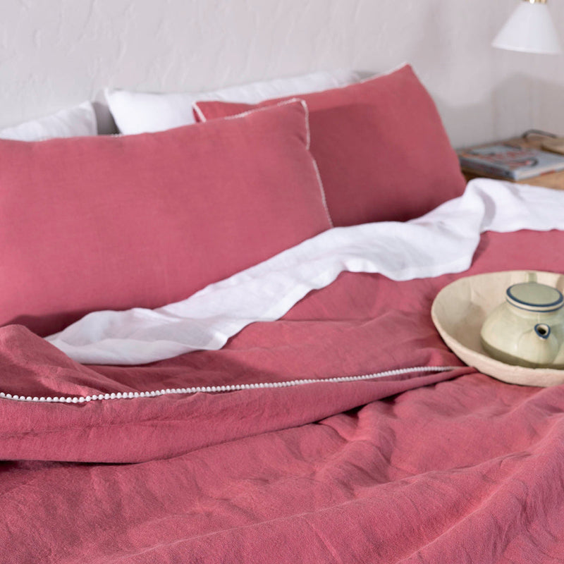 Pure Linen Duvet Cover Set | Solid Design | Strawberry Peak