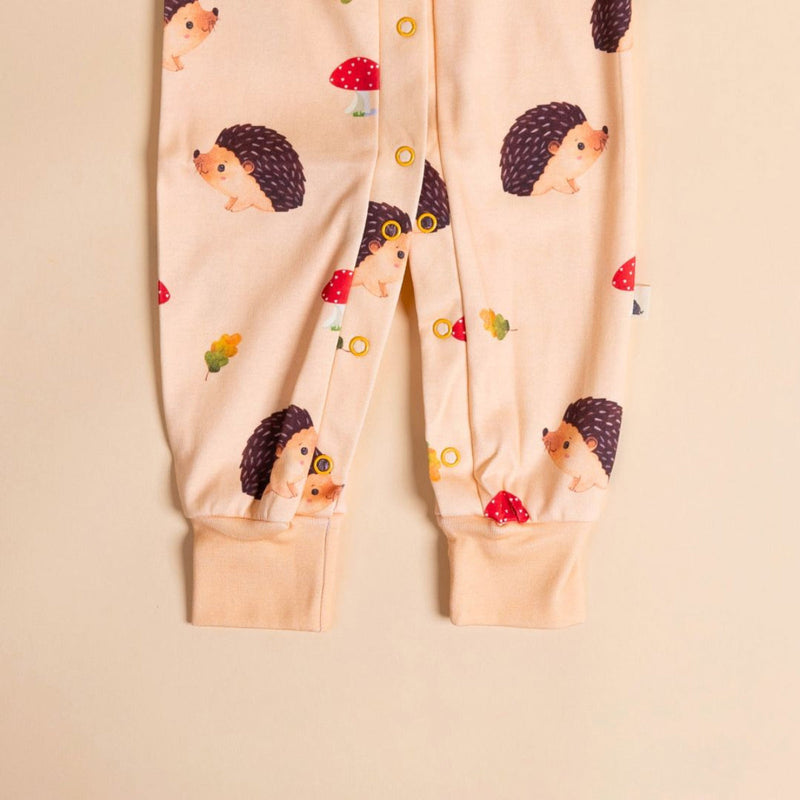 Organic Cotton Baby Onesie | Hedgehog & Hearts Design | Brown