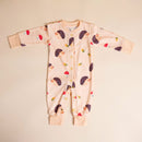 Organic Cotton Baby Onesie | Hedgehog & Hearts Design | Brown