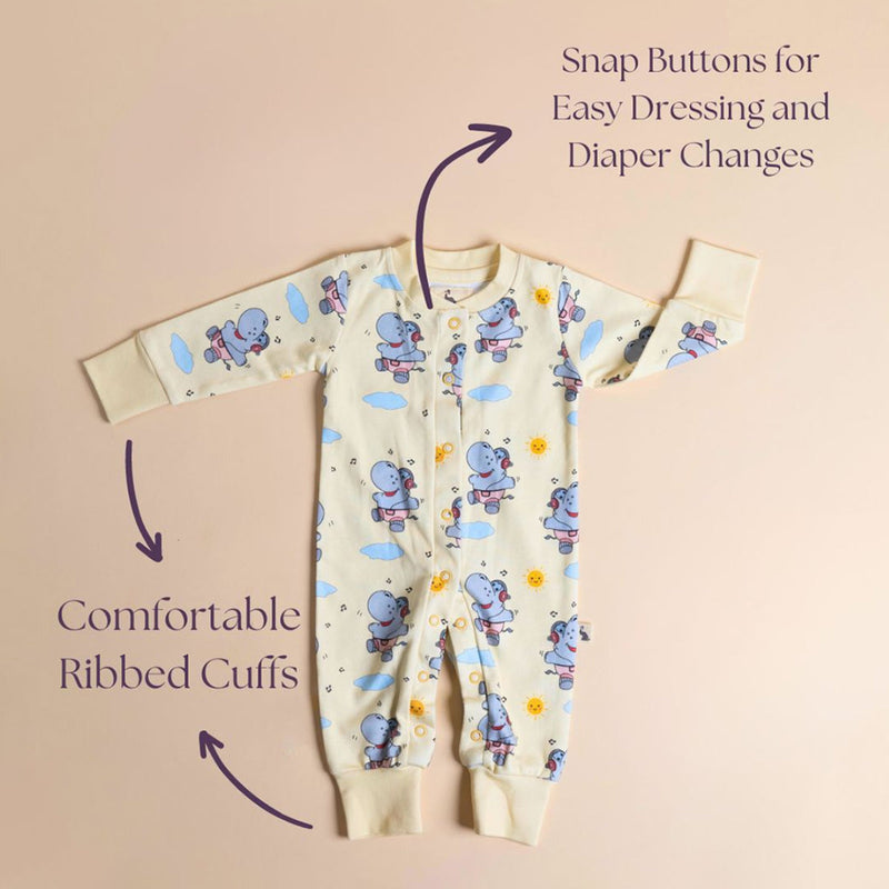 Organic Cotton Baby Onesie | Hippo & Sun Design | Yellow