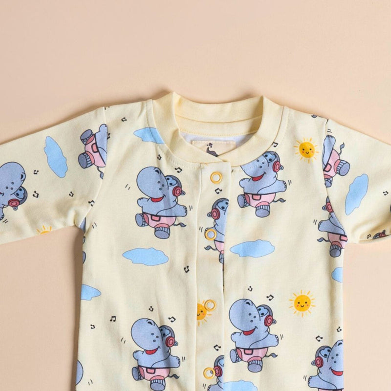 Organic Cotton Baby Onesie | Hippo & Sun Design | Yellow