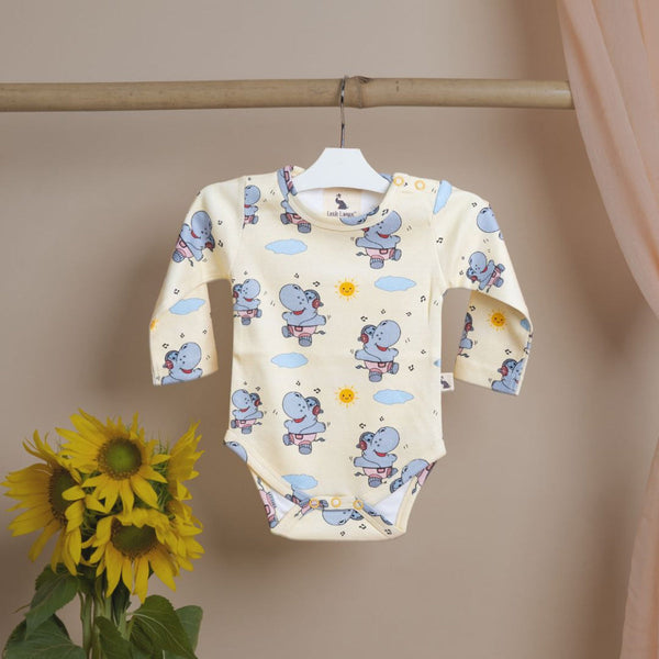 Organic Cotton Baby Bodysuit | Hippo & Sun Design | Yellow