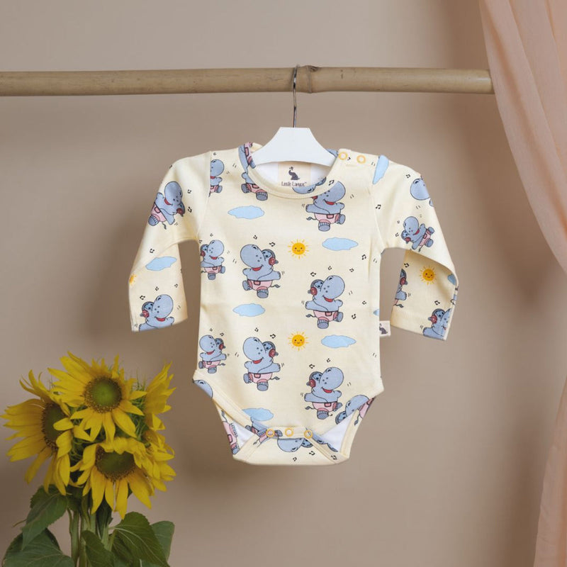 Organic Cotton Baby Bodysuit | Hippo & Sun Design | Yellow