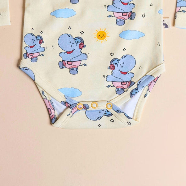 Organic Cotton Baby Bodysuit | Hippo & Sun Design | Yellow