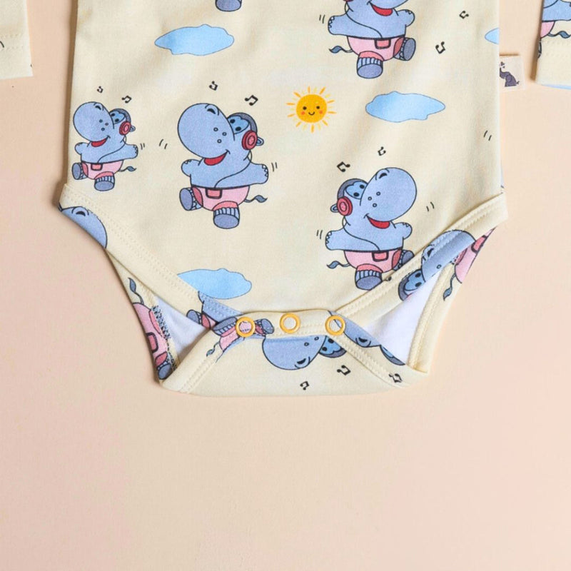 Organic Cotton Baby Bodysuit | Hippo & Sun Design | Yellow