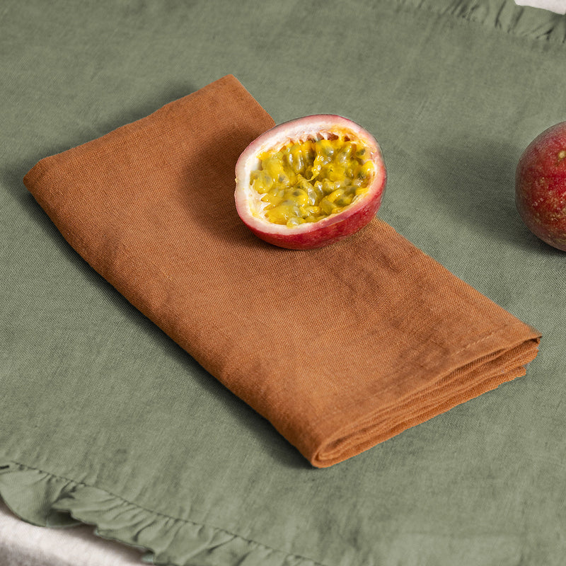 Pure Linen Cloth Table Napkins | Solid Design | Cinnamon swept | Set of 2
