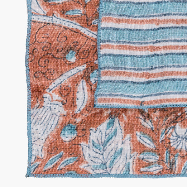Linen Table Mats | Placemats | Floral Design | Mabel Orange | Set of 2