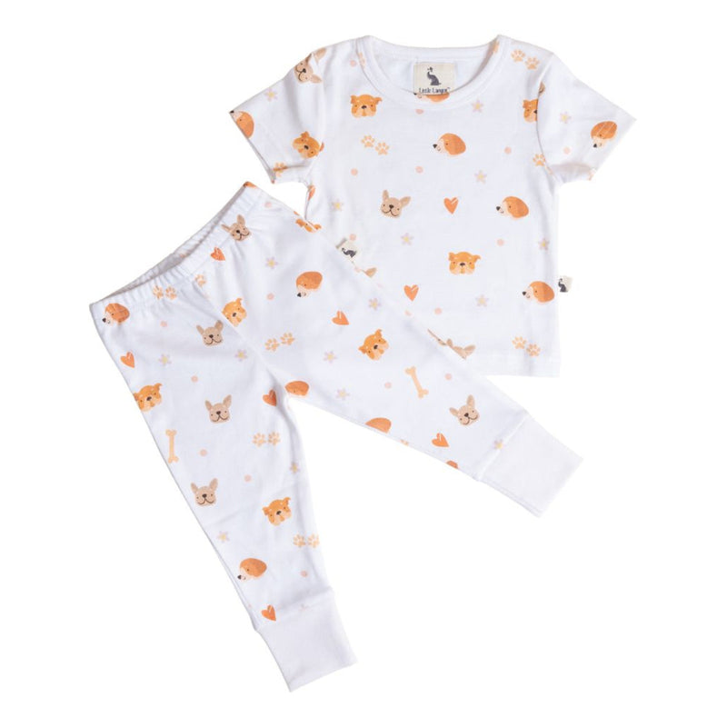 Kids T-Shirt and Joggers Set | Organic Cotton | Dog & Bone Design | White