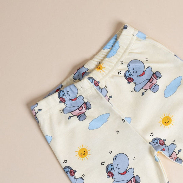 Kids T-Shirt and Joggers Set | Organic Cotton | Hippo & Sun Design | Yellow