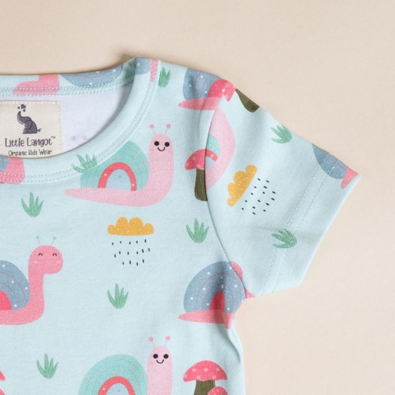 Kids T-Shirt and Joggers Set | Organic Cotton | Snail & Clouds Design | Blue